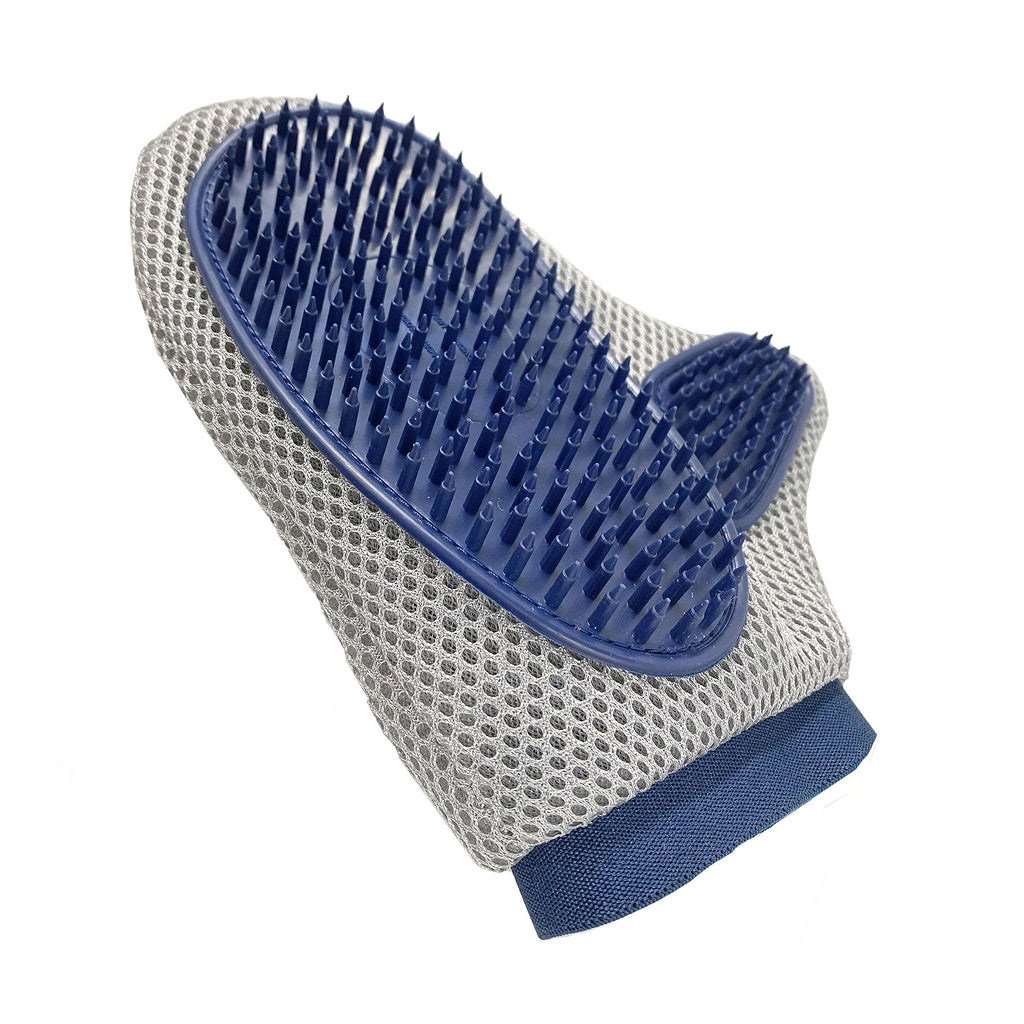 Glove with blue brush on a white background