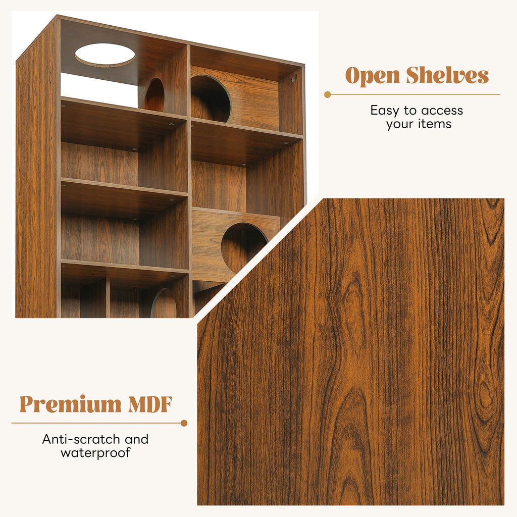 2-in-1 Cat House Bookshelf & Display Cabinet