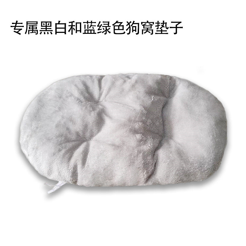 Gray pet bed on a white background with text in Chinese