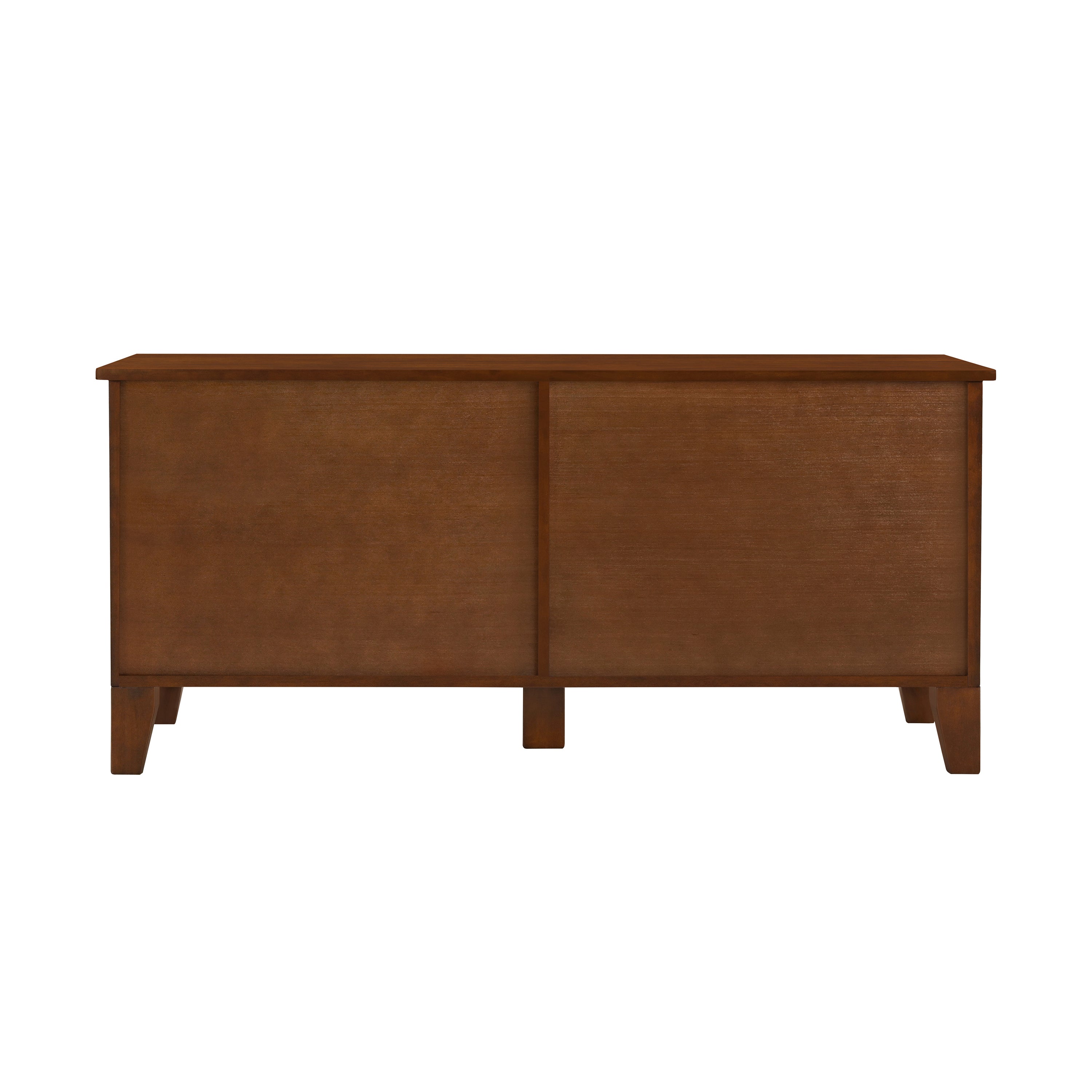 Wooden dresser with two doors on a white background