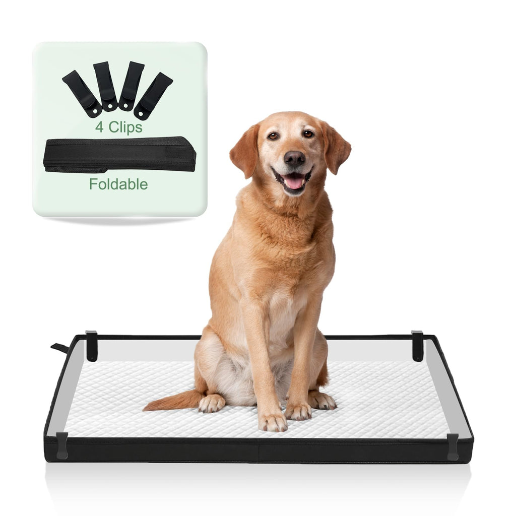 Large Foldable Dog Pee Pad Holder – Waterproof Travel Potty Tray with Clips