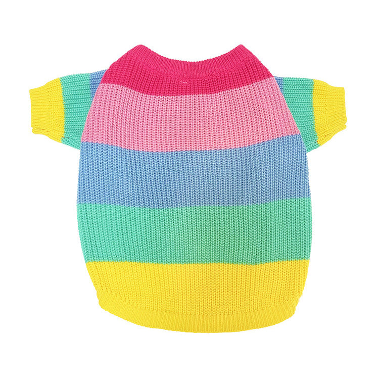 Rainbow Wool Knit Dog & Cat Sweater — Vibrant, Cosy Fall/Winter Knitwear (S–3XL)