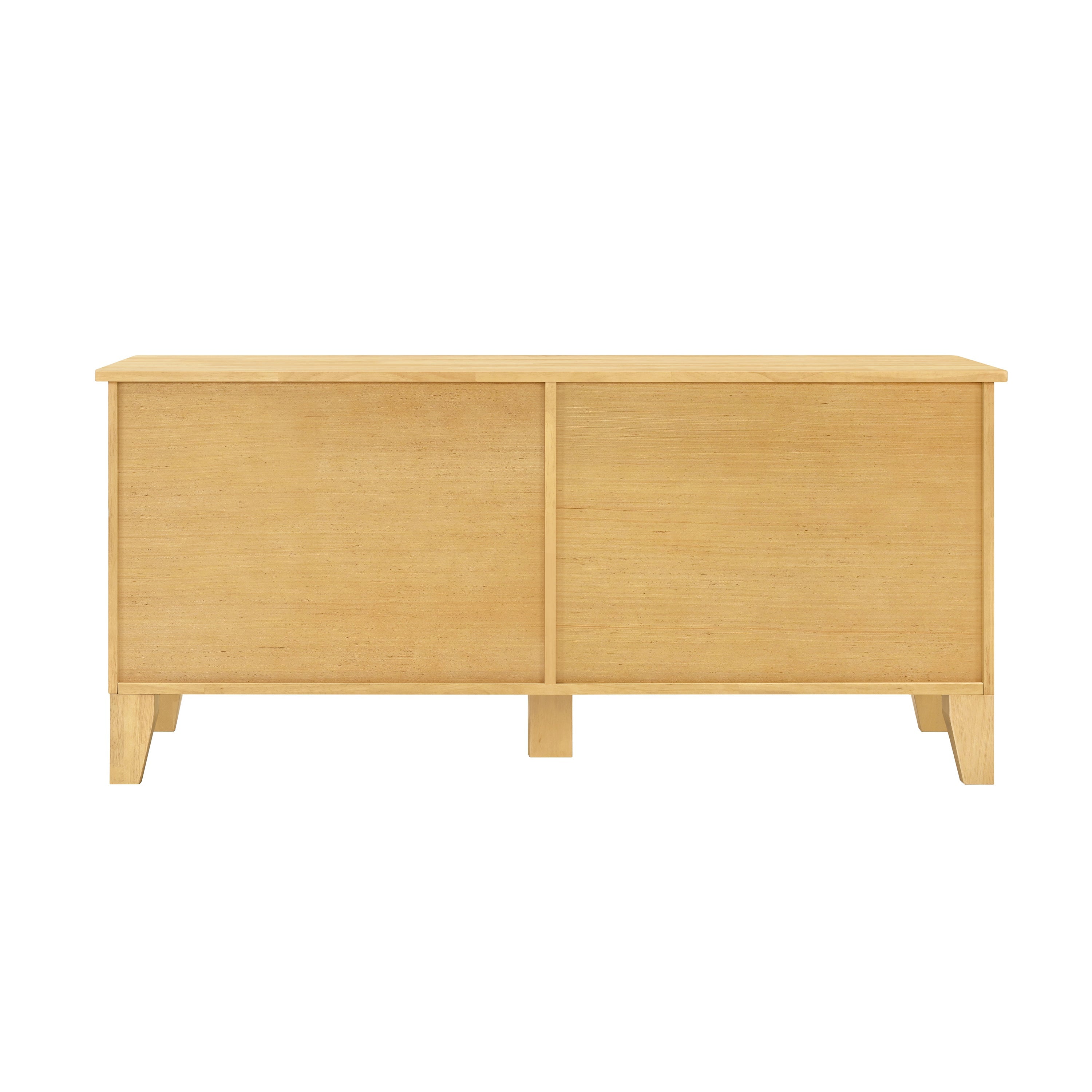 Wooden sideboard with two doors on a white background