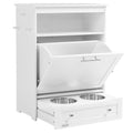 PawHut Pet Feeder Station Cabinet — Raised Bowls, Pull-Out Drawer, Storage Hooks, MDF (White, 32")