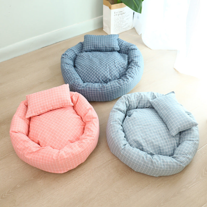Round Plush Pet Bed – Soft Cushion for Cats & Dogs