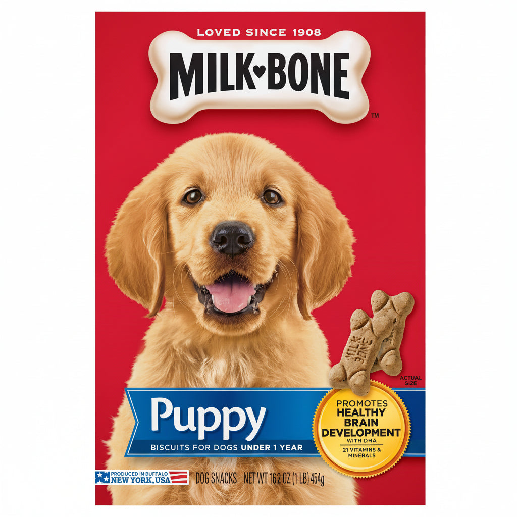 Milk-Bone Original Puppy Biscuits — Vitamin-Enriched Dog Treats (16oz, Pack of 6)