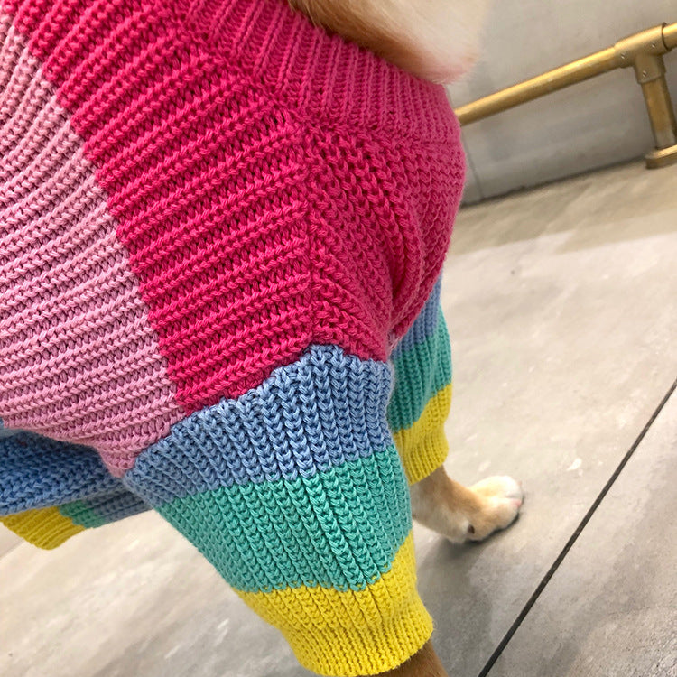 Rainbow Wool Knit Dog & Cat Sweater — Vibrant, Cosy Fall/Winter Knitwear (S–3XL)