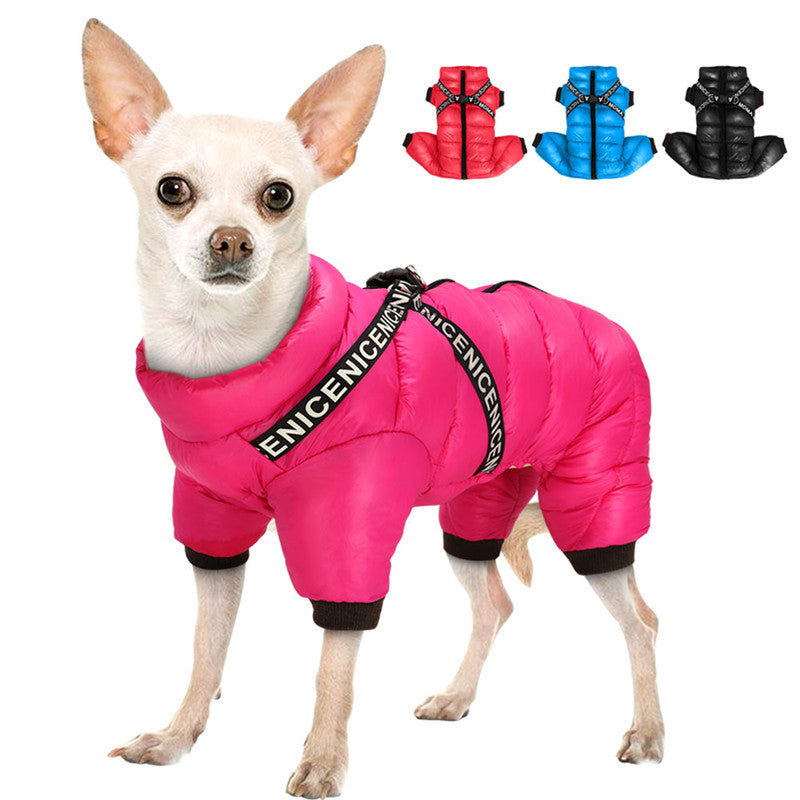 PP Cotton Winter Dog & Cat Outfit — Warm Four-Leg Suit for Small Breeds (S–2XL)