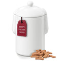 Barnyard Designs Large Airtight Ceramic Dog Treat Jar — Rustic Farmhouse Kitchen Counter (White)