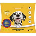 Packaging of a dog anti-parasite collar with a large dog illustration on a yellow background