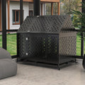 Heavy Duty Indestructible Dog Crate — 45", Pointed Roof, 2 Doors, Lockable Wheels, Escape-Proof (Black)