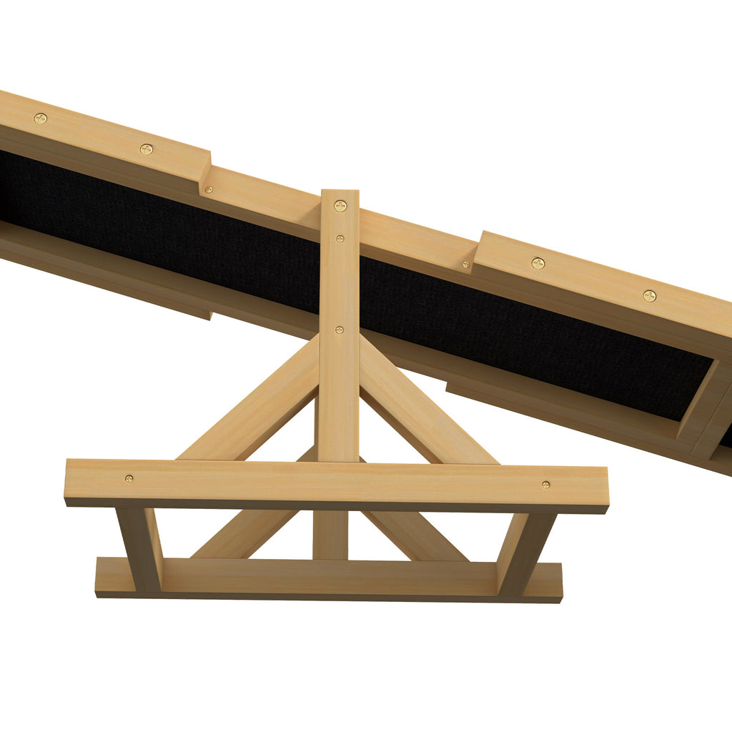 Wooden ramp with a black mat on a white background