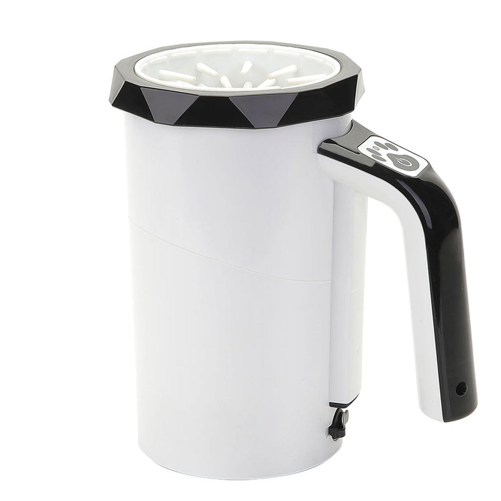 White mug with black handle and rim on a white background