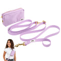 Lavender dog leash and matching pouch with 'elby' branding on a white background