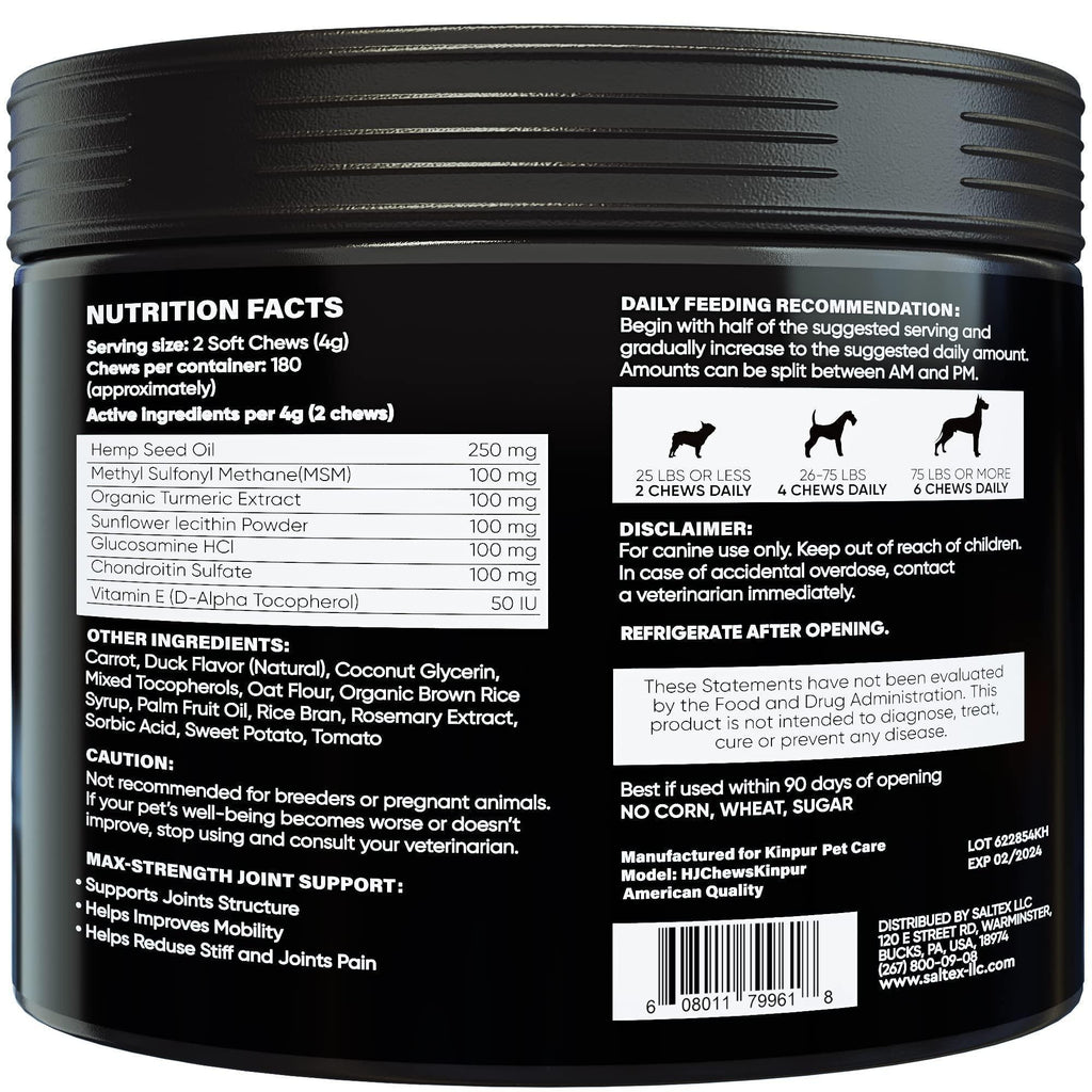 Back label of a supplement container with nutritional information and feeding recommendations.
