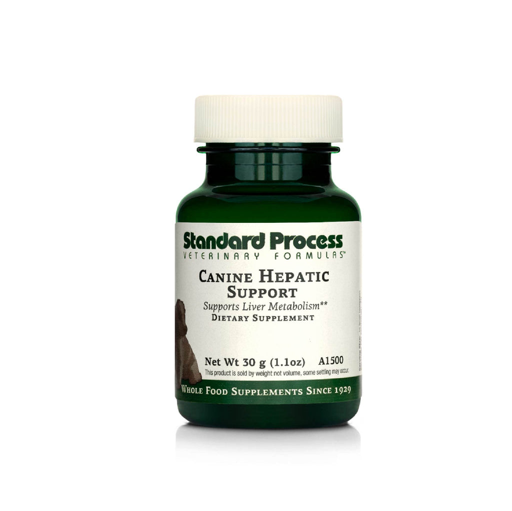 Standard Process Canine Hepatic Support dietary supplement bottle on a white background