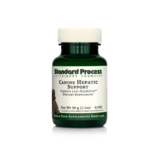 Standard Process Canine Hepatic Support dietary supplement bottle on a white background