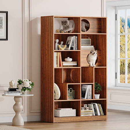 2-in-1 Cat House Bookshelf & Display Cabinet
