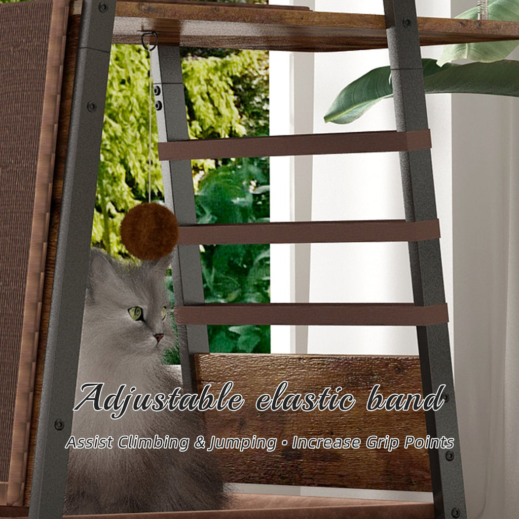 Modern Wooden Cat Tree – 58" Large Cat Tower
