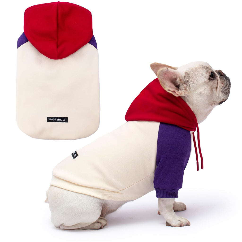 Woof Trails Fleece-Lined Dog Hoodie — Soft Brushed Fabric, Easy On & Off (Small to Large)