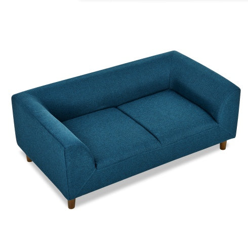 Modern Rectangular Dog Sofa — Linen, Rubber Wood Frame, Backrest & Armrests, Foam Cushion (Dark Grey, 39.5")