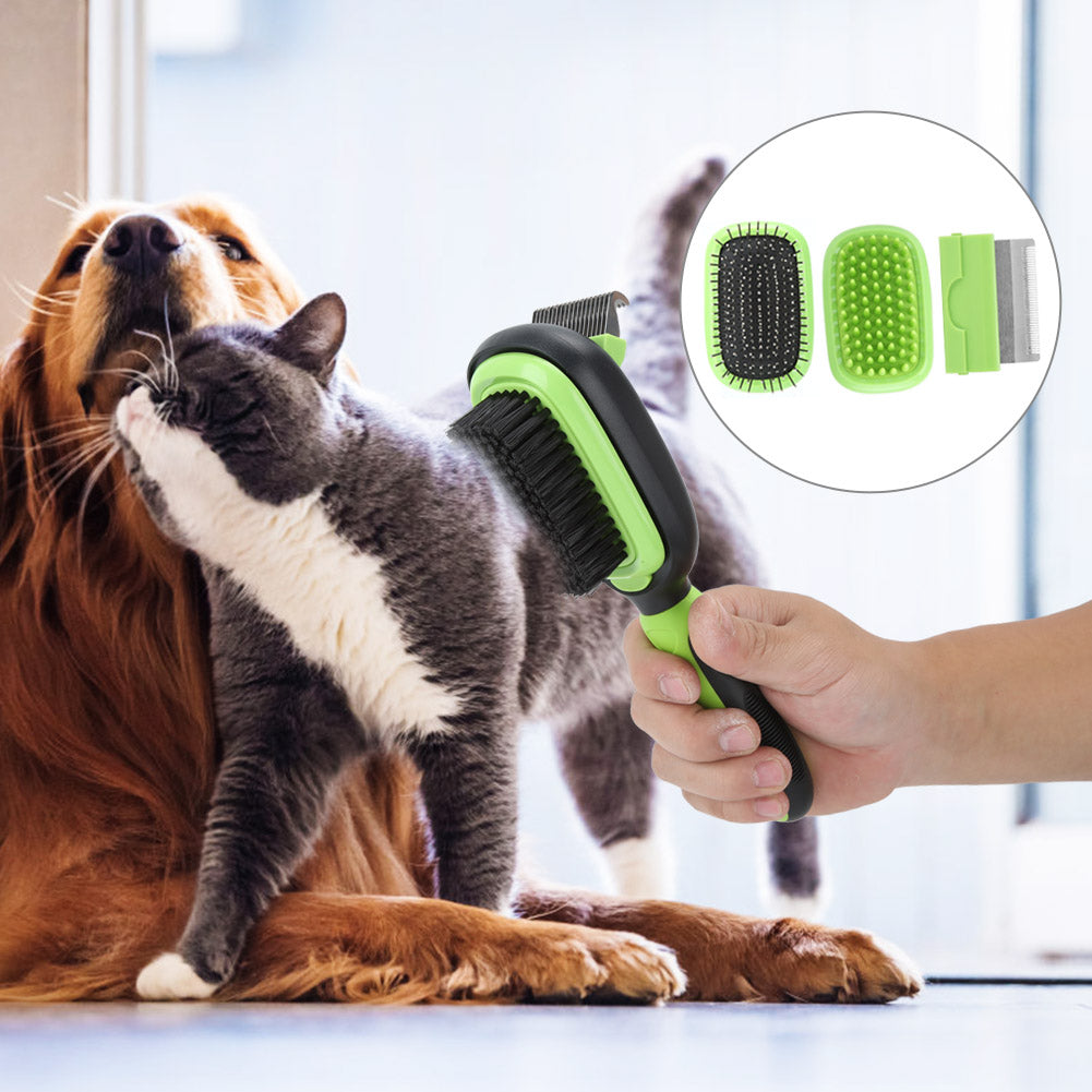 5-in-1 Pet Grooming Kit for Cats & Dogs — ABS, Stainless Steel, De-shedding & Coat Care Set