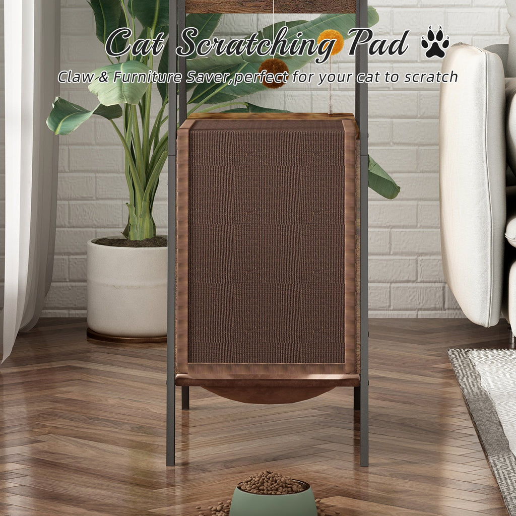 Modern Wooden Cat Tree – 58" Large Cat Tower
