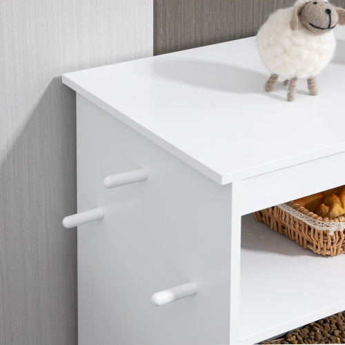 PawHut Pet Feeder Station Cabinet — Raised Bowls, Pull-Out Drawer, Storage Hooks, MDF (White, 32")