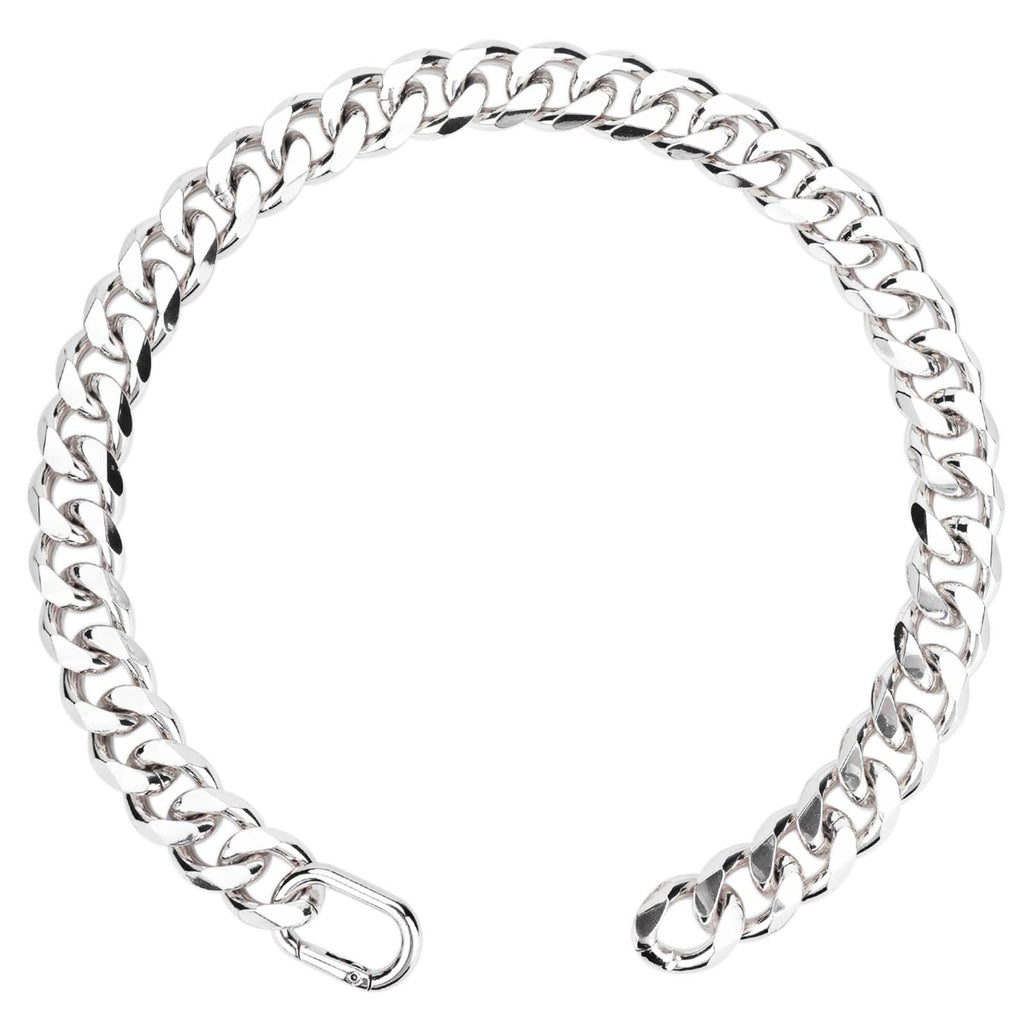 Silver chain bracelet on a white background