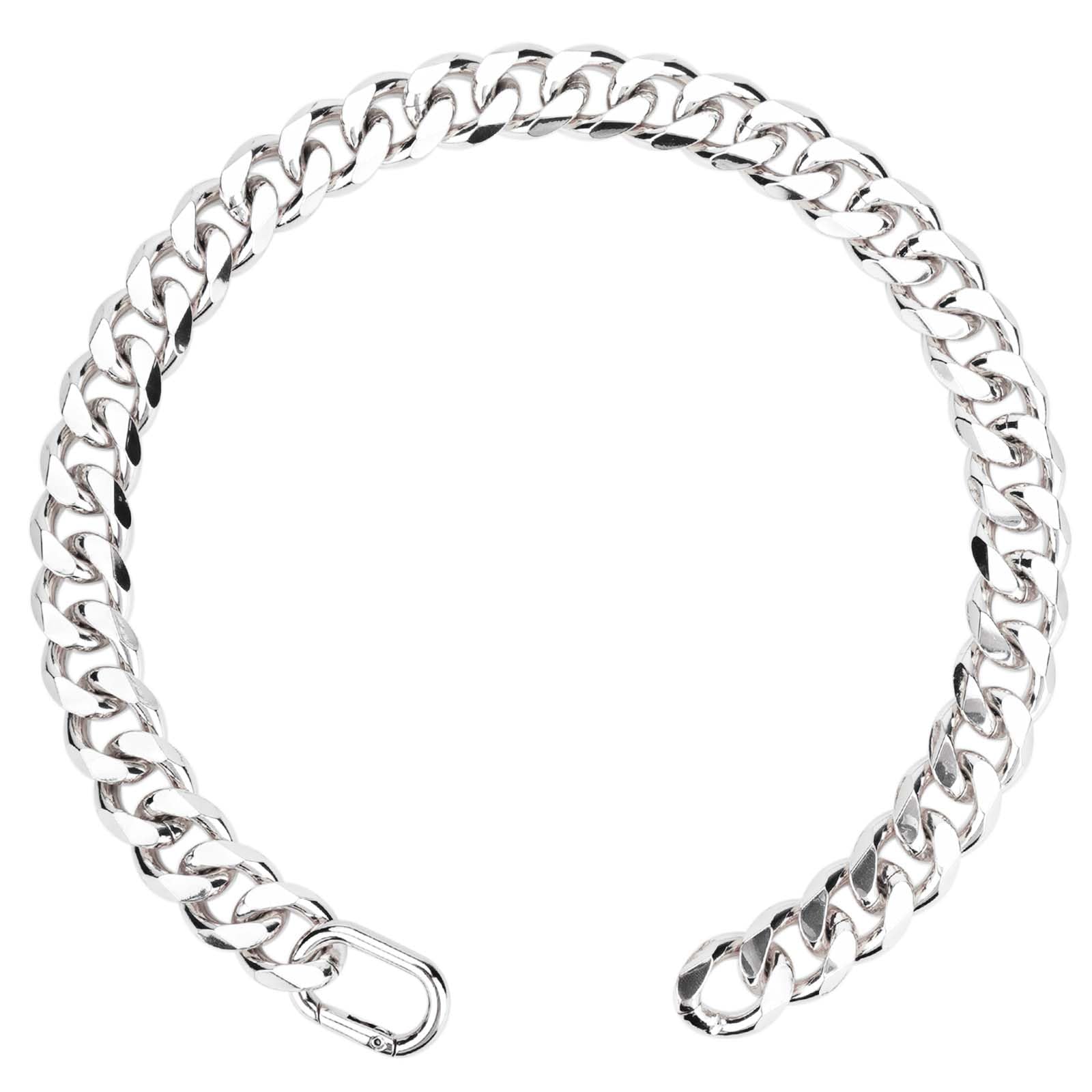 Silver chain bracelet on a white background