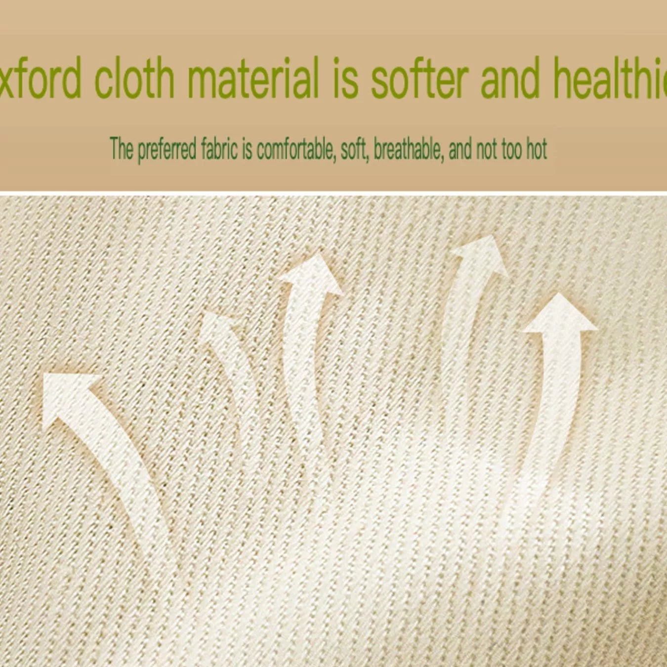 Textured fabric with arrows indicating airflow and a beige border.