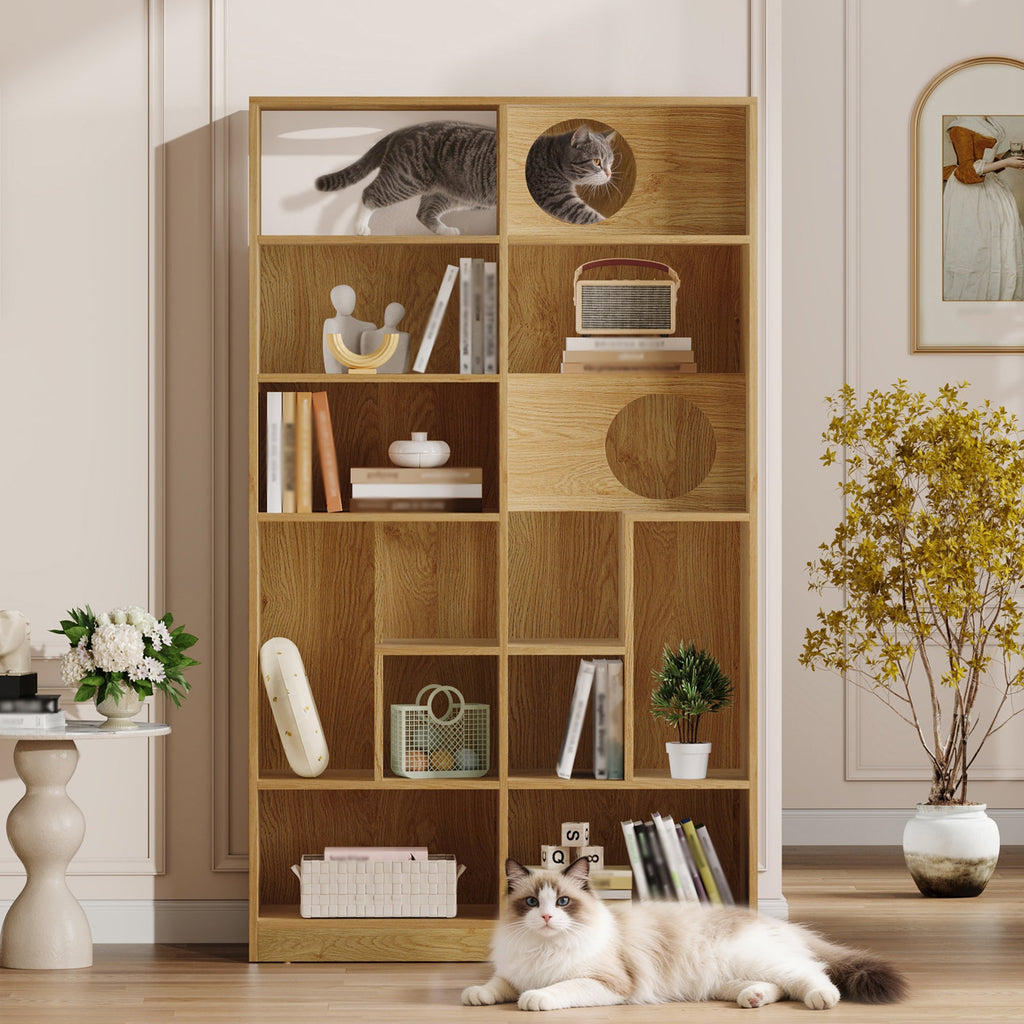 2-in-1 Cat House Bookshelf & Display Cabinet