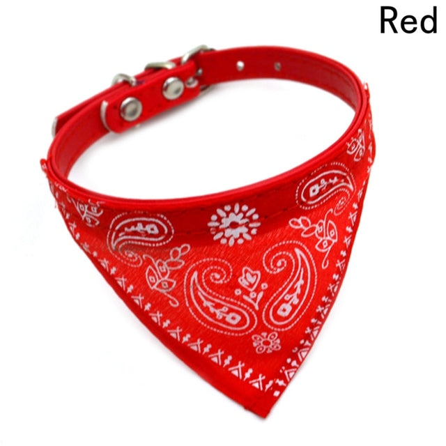 Red bandana with white paisley pattern on a white background