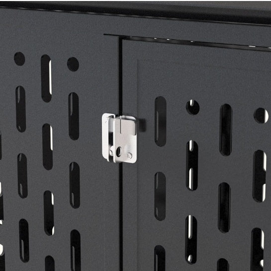 Heavy Duty Indestructible Dog Crate — 45", Pointed Roof, 2 Doors, Lockable Wheels, Escape-Proof (Black)