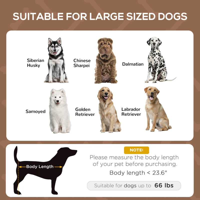 Chart of suitable dog breeds for large-sized dogs with images and text.