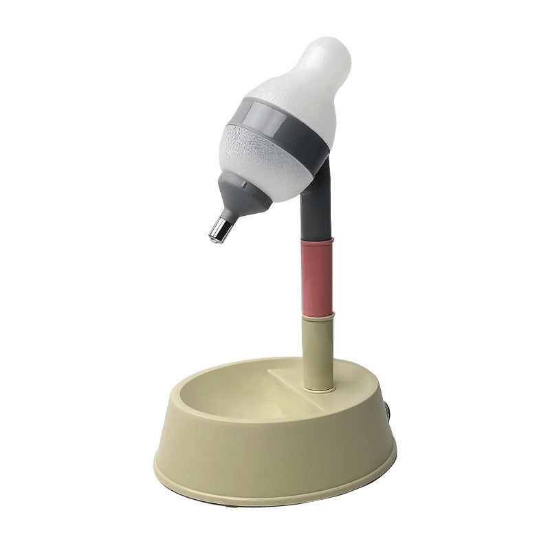 White and beige device with a red and black component on a white background