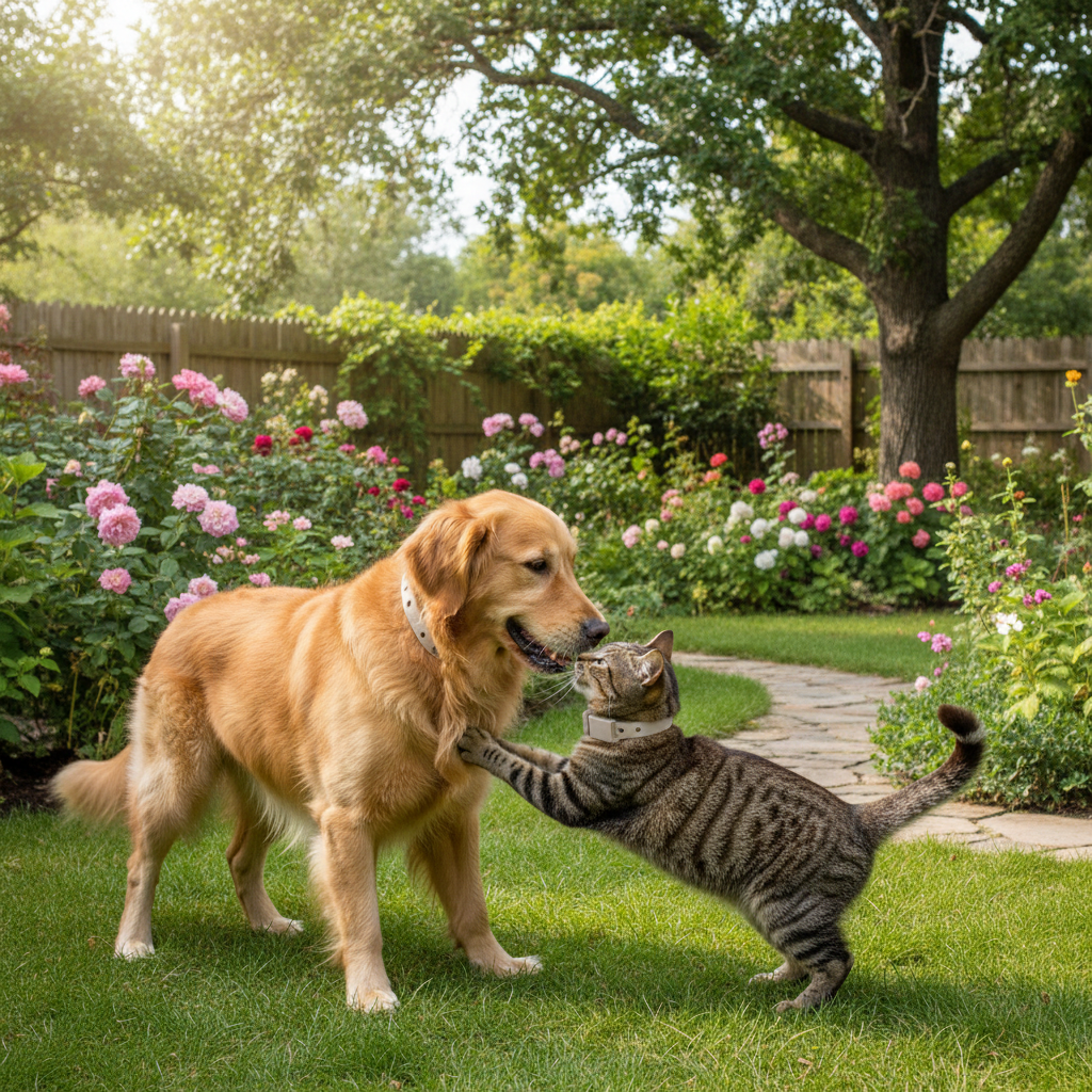 Cat and dog deworming collar with a dog and cat 