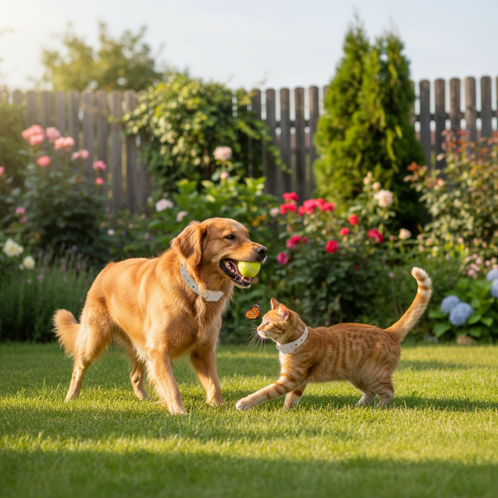 Cat and dog deworming collar with a dog and cat 