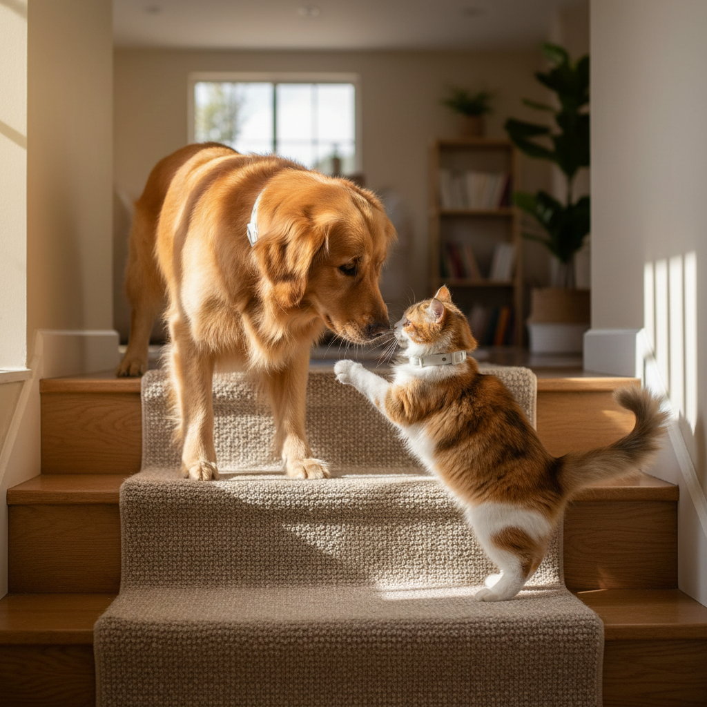 Cat and dog deworming collar with a dog and cat 