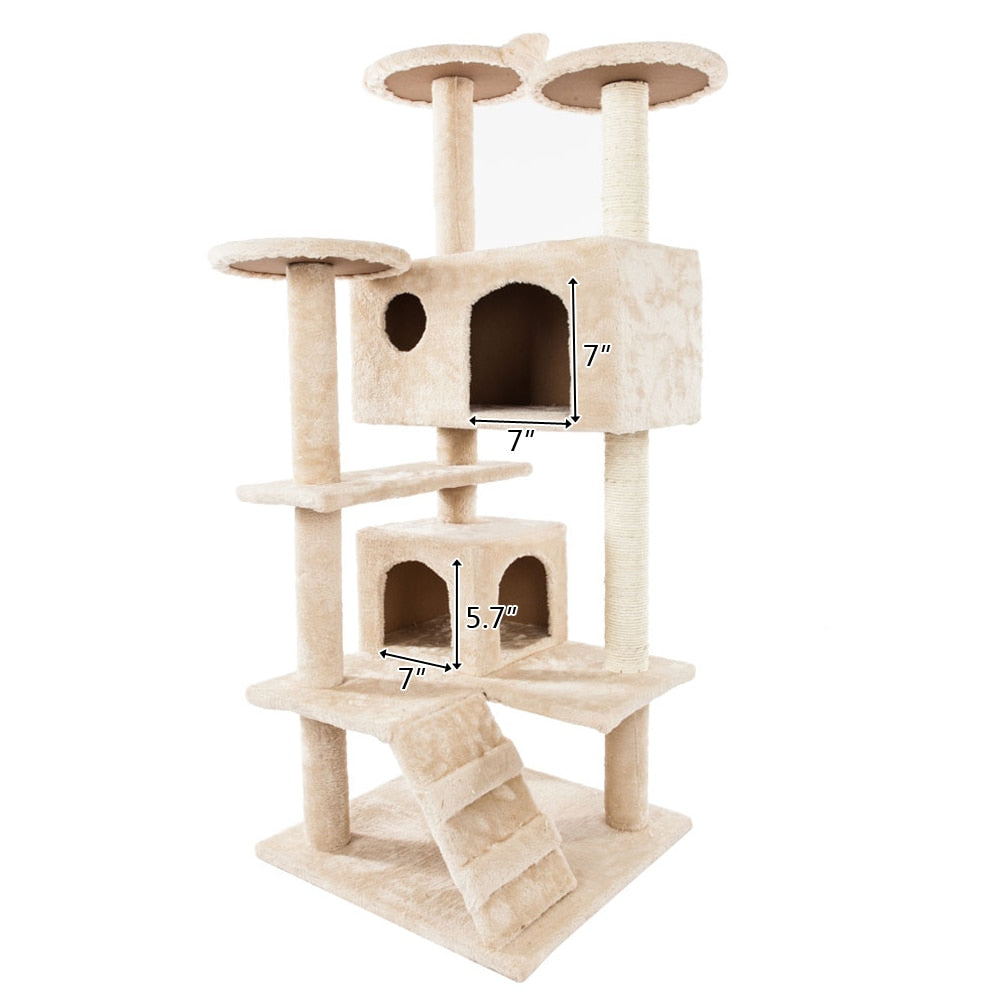 Cat Tree with Stairs, Sisal Scratching Posts & Cozy Houses