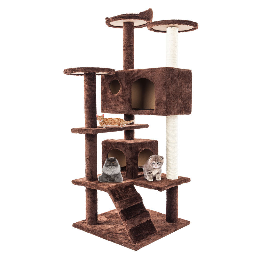 Cat Tree with Stairs, Sisal Scratching Posts & Cozy Houses