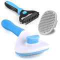 Kwispel 3-Piece Dog Grooming Brush Set — Slicker, Dematting Rake & Bath Brush, All Coat Types (Blue)