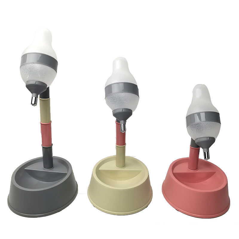 Three lamp bases in gray, beige, and pink on a white background