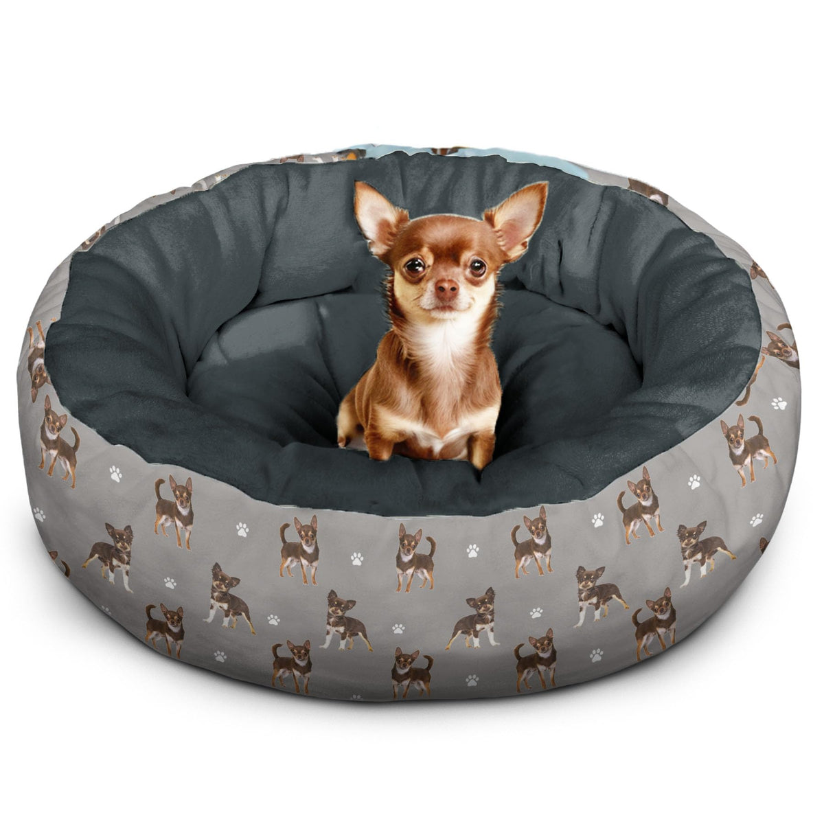Round Donut Calming Dog Bed — Washable, Anti-Anxiety (Medium, 23x23x8")