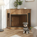 Corner Dog Crate Furniture with Fluted Drawer 