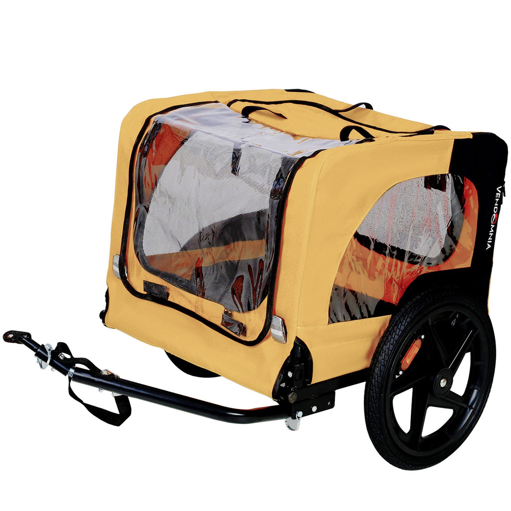 Foldable Dog Bicycle Trailer & Pet Stroller — 88lb Rated, Weatherproof, 16" Pneumatic Wheels (Yellow)