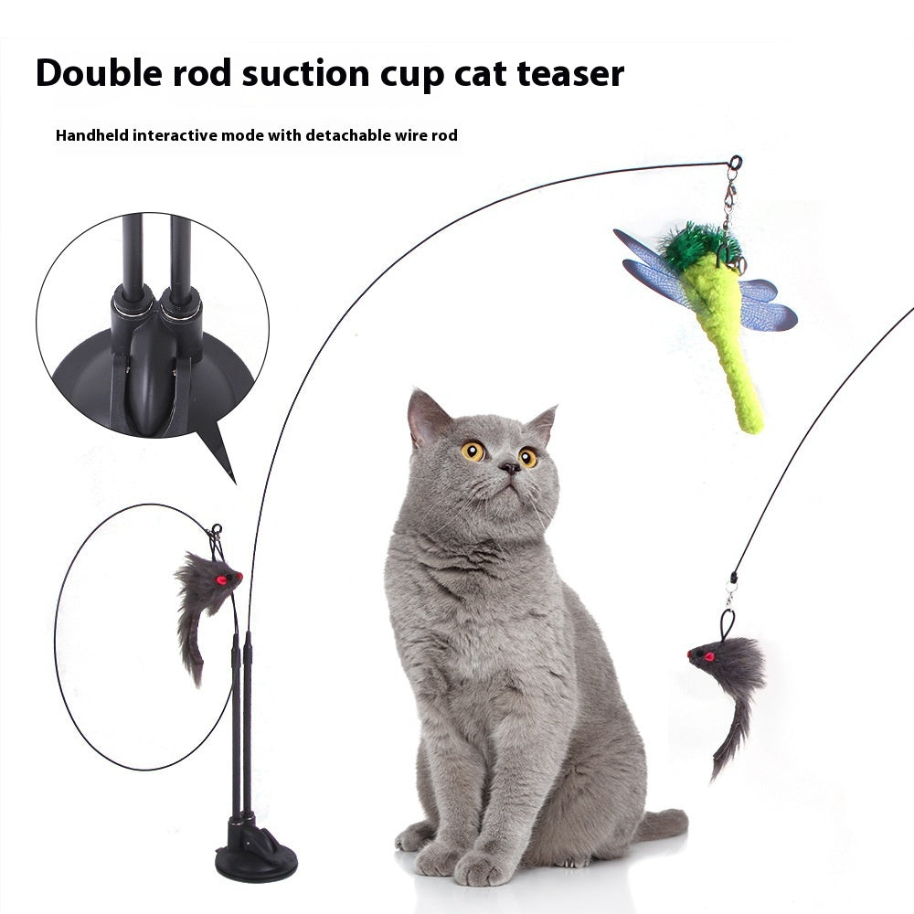 Suction Cup Cat Teaser Toy with Swappable Attachments