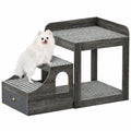 Cyclysio Multi-Level Pet Bunk Bed & Window Perch — Storage Drawer, 150lb Rated, 28" Tall (Grey, Large)