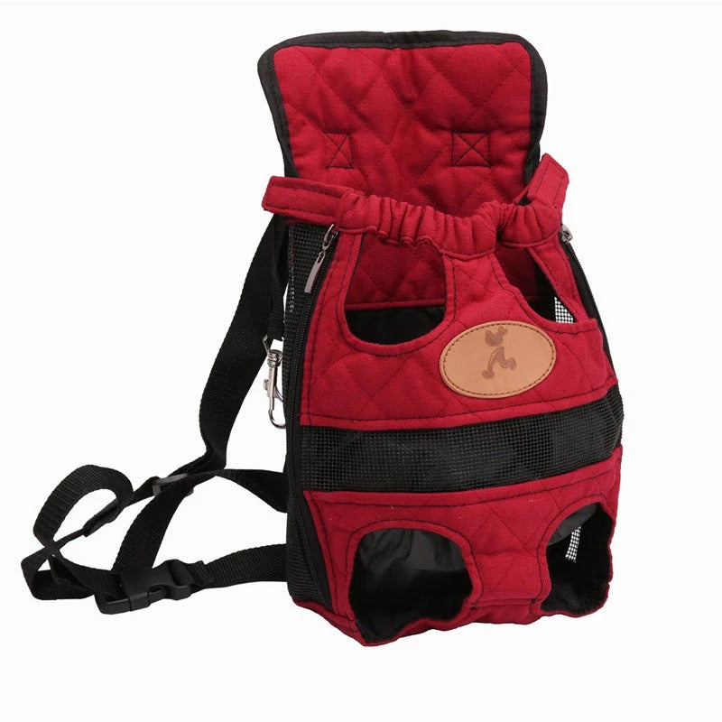 Canvas & Mesh Front Pet Carrier Chest Bag for Dogs & Cats