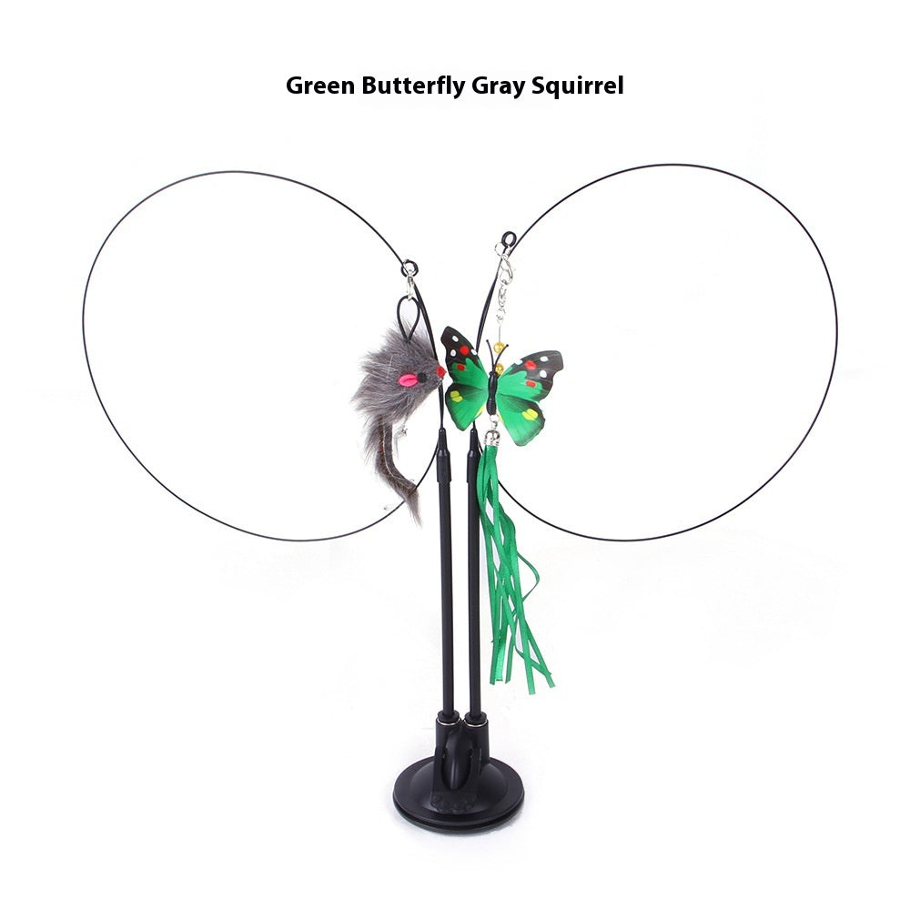Suction Cup Cat Teaser Toy with Swappable Attachments